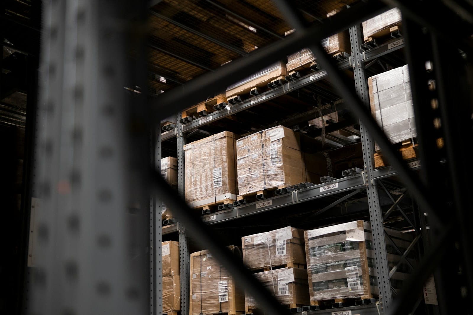 Bulk pharmaceutical warehouse - palletised finished goods staged for outbound shipment