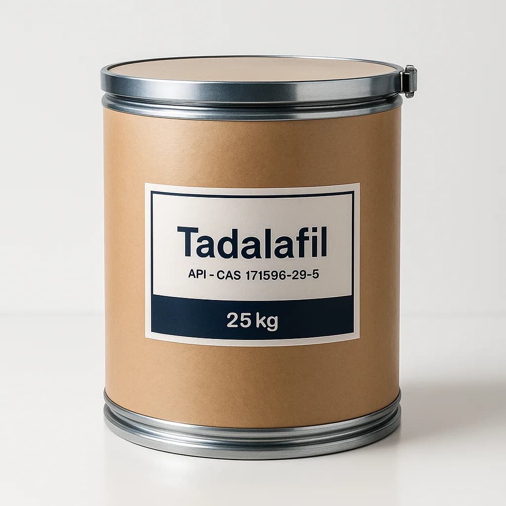 Sealed 25 kg drum of tadalafil API (CAS 171596-29-5) - Pharmint pack